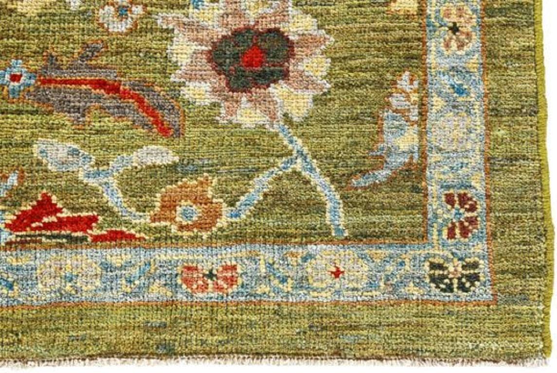 Sultanabad Afghanistan Sultanabad Kleiner Teppich - Wolle Blau Grün Rot Design - 90819 im Zustand „Hervorragend“ im Angebot in Dallas, TX