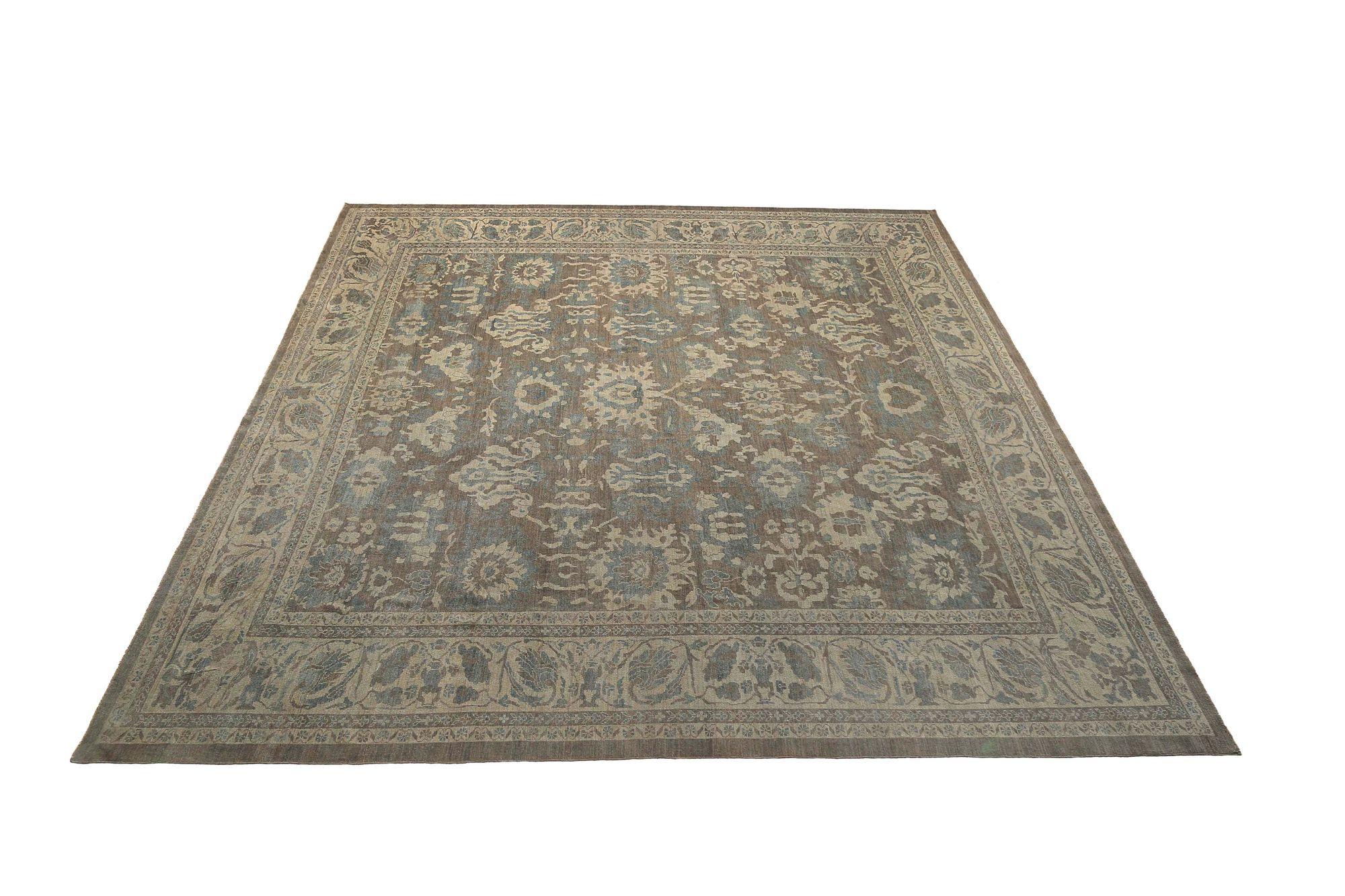 Discover the elegance of Afghanistan Sultanabad featuring Square Area Rugs in Circa 1990. Designed with Wool and Brown, this exclusive design is perfect for enhancing your space.