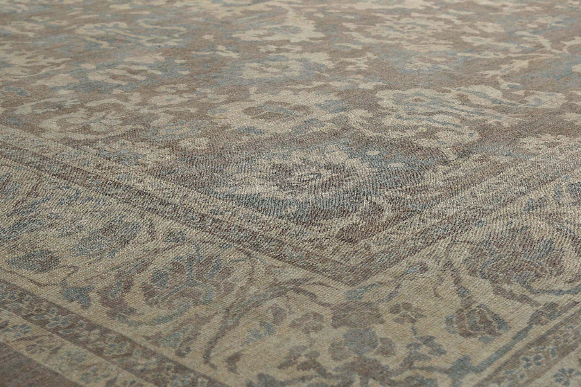 Tribal Afghanistan Sultanabad Square Area Rugs - Wool Brown Design - 97035 For Sale