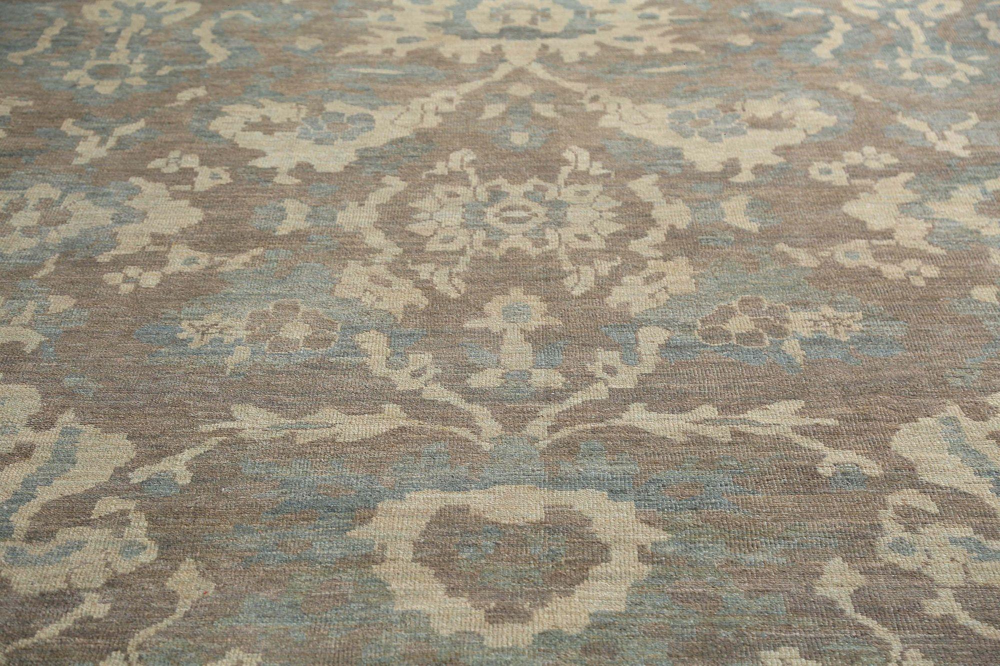 Afghanistan Sultanabad Square Area Rugs - Wool Brown Design - 97035 In Excellent Condition For Sale In Dallas, TX