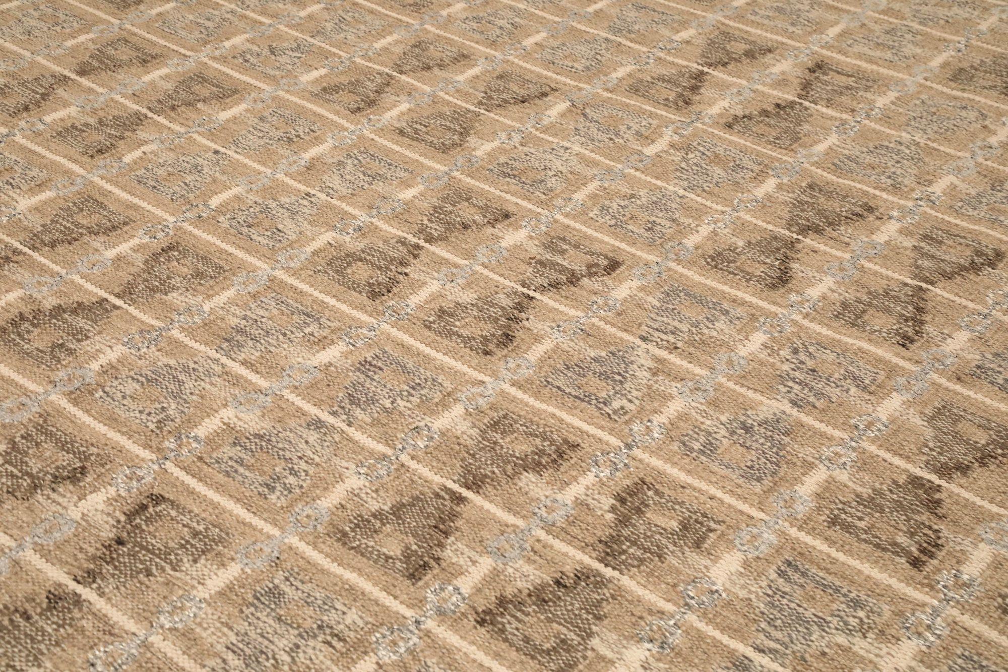 Afghanistan Swedish Collection Teppiche - Wolle Brown Taupe - 97352 (Stammeskunst) im Angebot