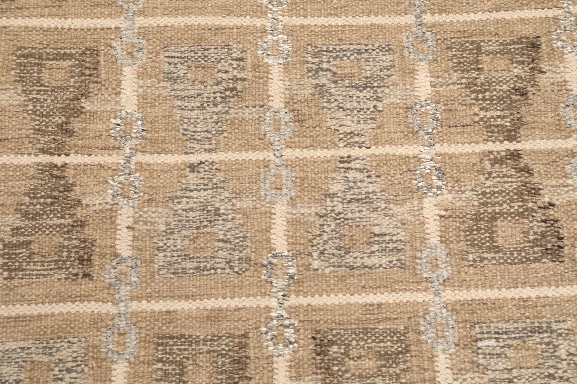 Afghanistan Swedish Collection Teppiche - Wolle Brown Taupe - 97352 im Zustand „Hervorragend“ im Angebot in Dallas, TX