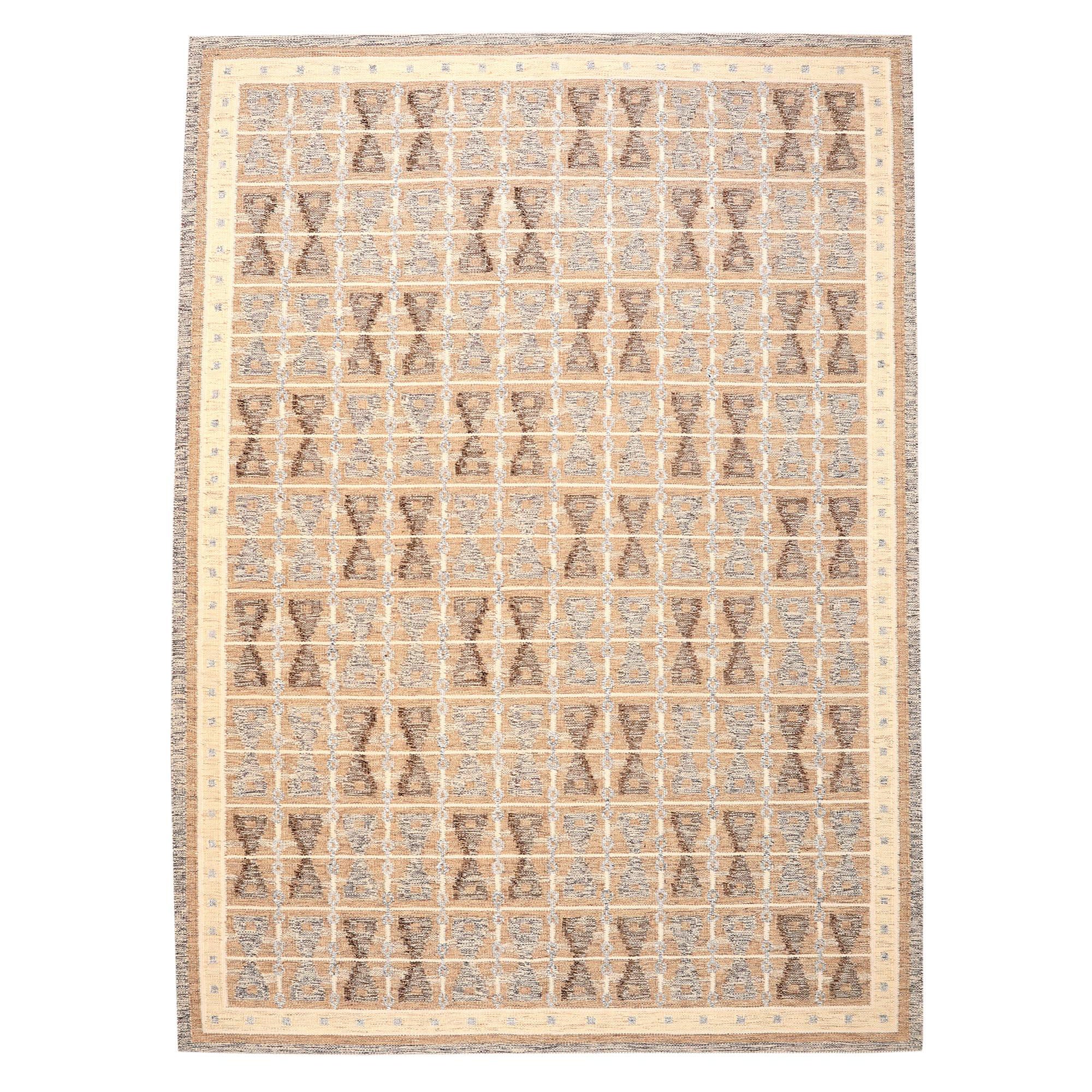 Afghanistan Swedish Collection Teppiche - Wolle Brown Taupe - 97352 im Angebot