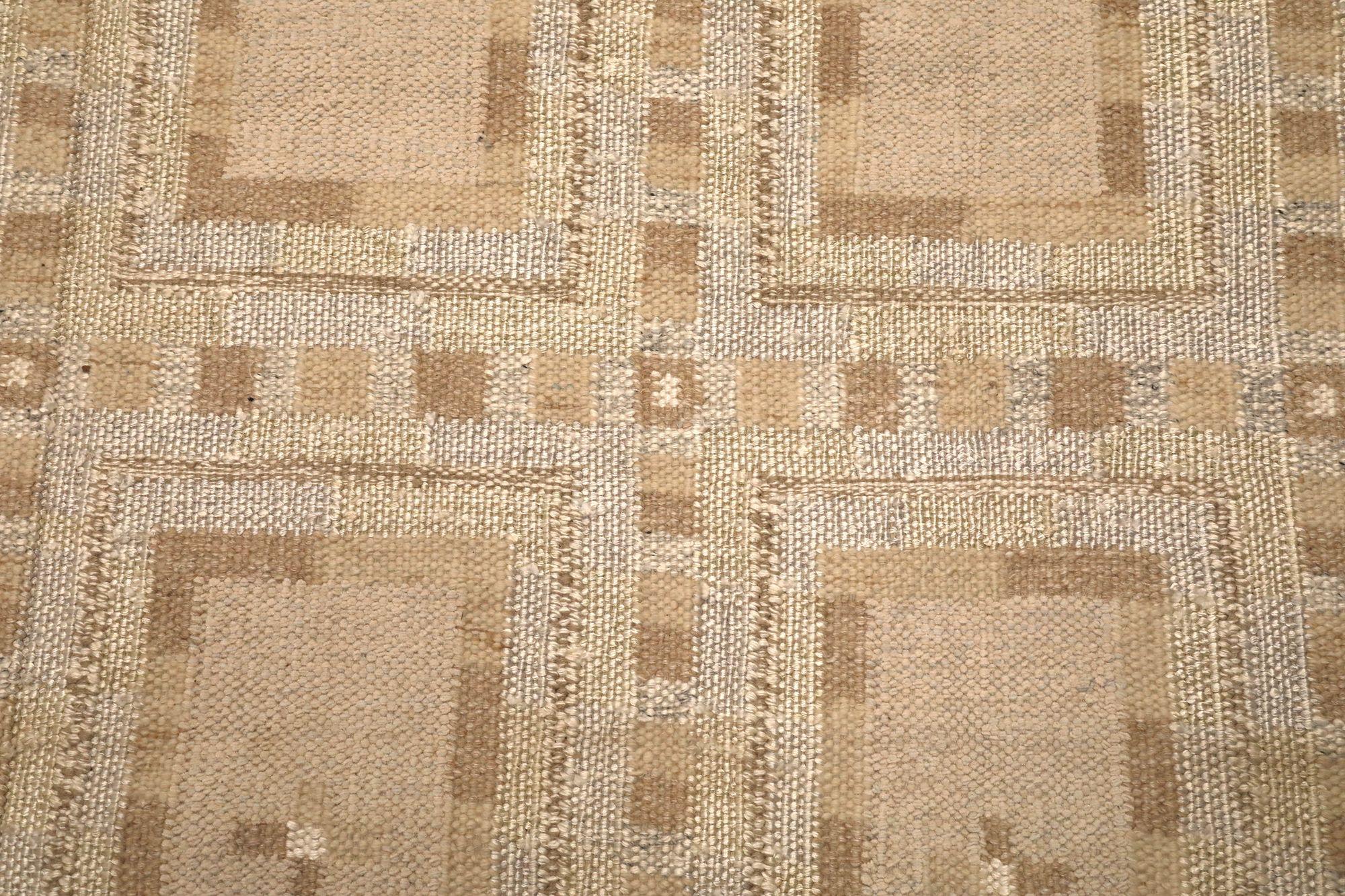 Afghanistan Schwedische Kollektion Over Size Teppich - Wolle Elfenbein - 97342 (Handgeknüpft) im Angebot