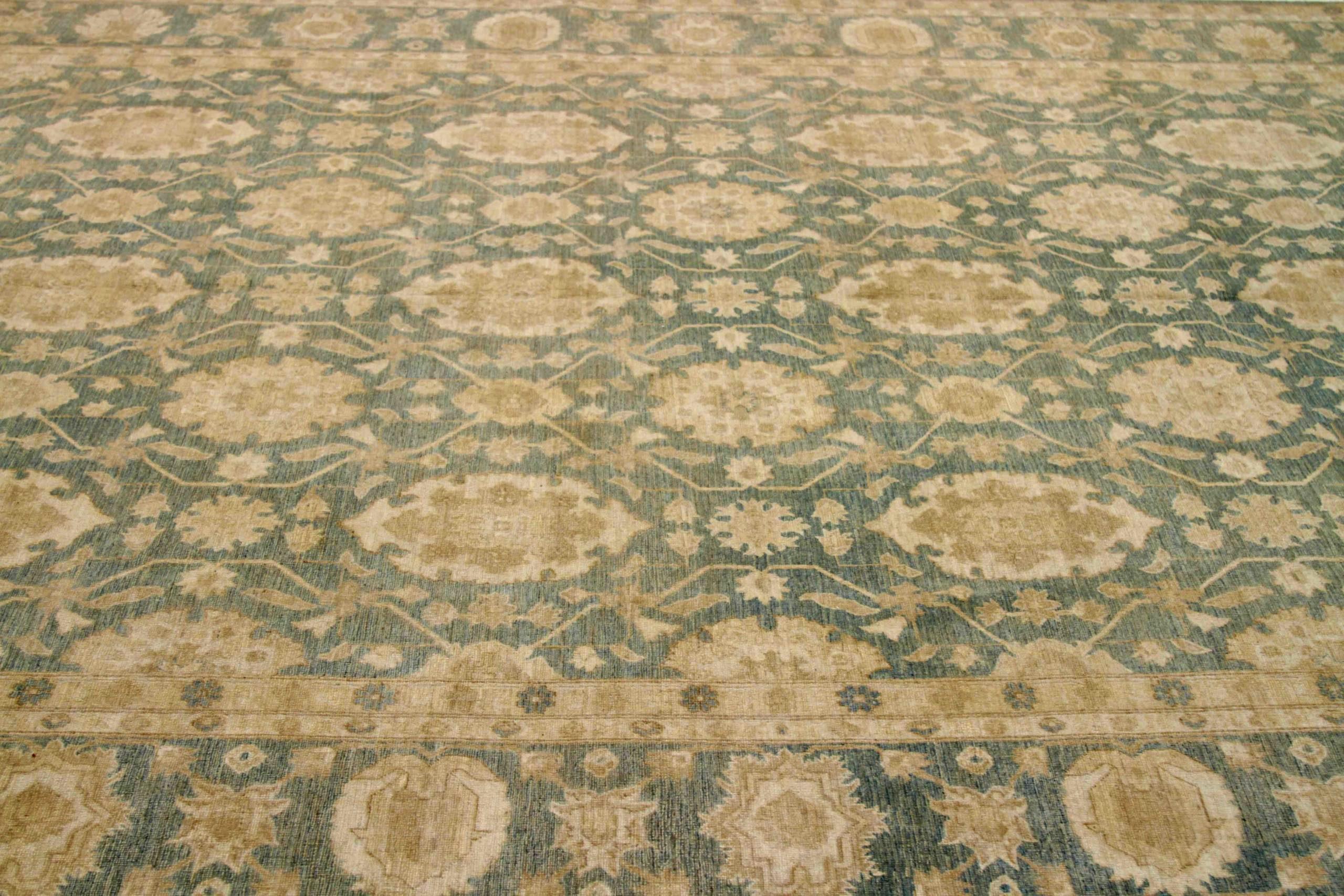 Afghanistan Tabriz Bereich Teppiche Circa 1990 - Wolle Blau Braun Grau Elfenbein - 91923 (Afghanisch) im Angebot