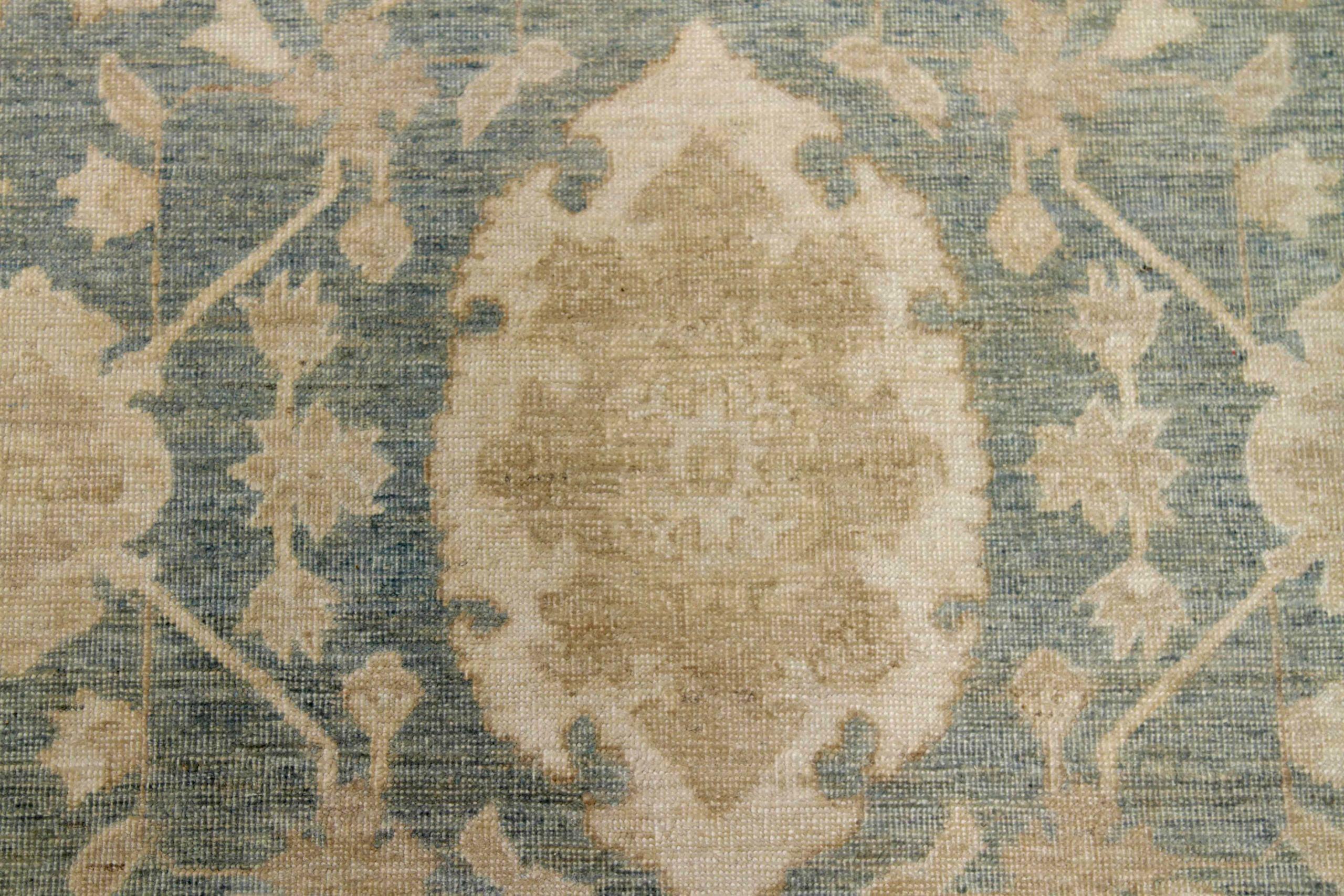 Afghanistan Tabriz Bereich Teppiche Circa 1990 - Wolle Blau Braun Grau Elfenbein - 91923 im Zustand „Hervorragend“ im Angebot in Dallas, TX