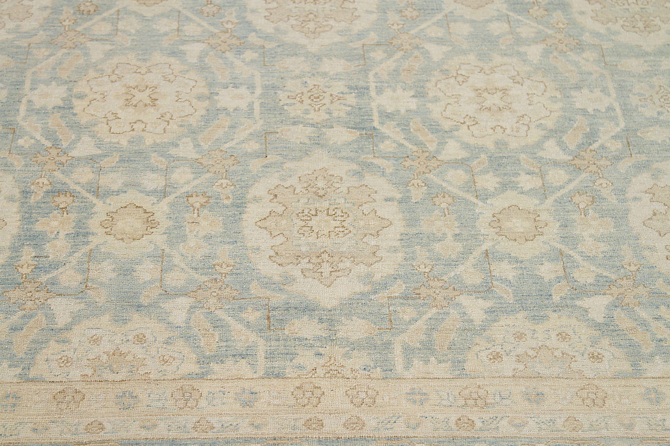 Tribale Tappeti dell'Afghanistan Tabriz Circa 1990 - Lana Blu Avorio Taupe Design - 92556 in vendita