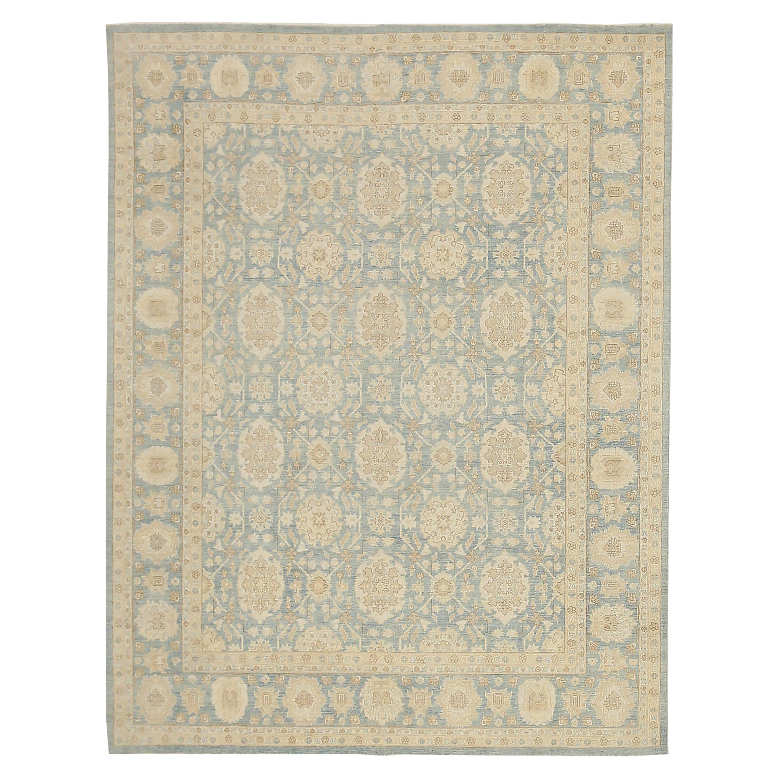 Tappeti dell'Afghanistan Tabriz Circa 1990 - Lana Blu Avorio Taupe Design - 92556