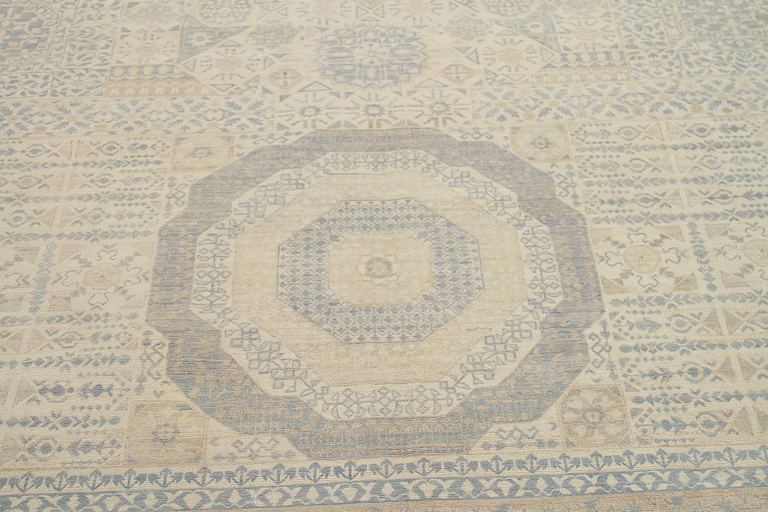 20ième siècle Tapis de Tabriz d'Afghanistan datant d'environ 1990, motif en laine bleu ivoire jaune - 92558 en vente