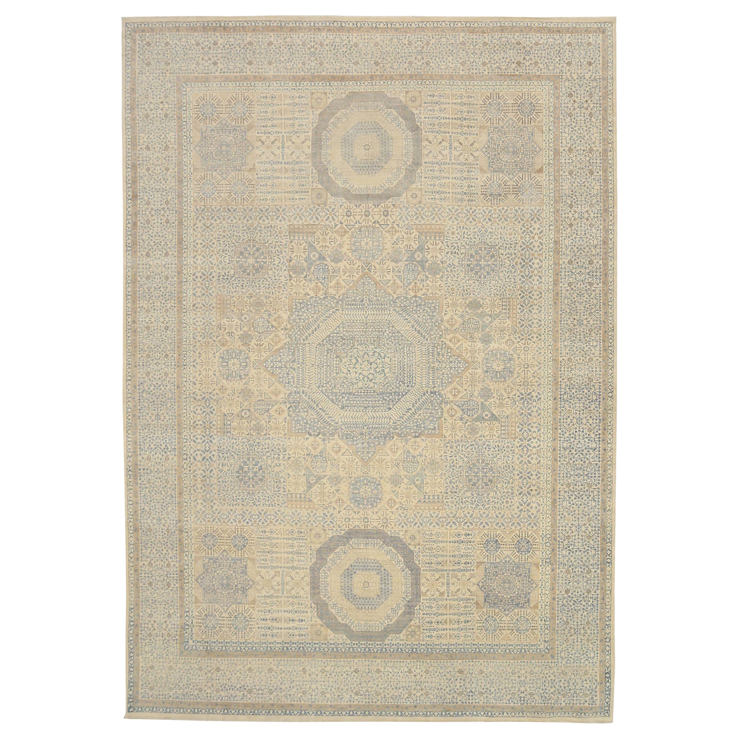 Tappeti dell'Afghanistan Tabriz Circa 1990 - Lana Blu Avorio Giallo Design - 92558
