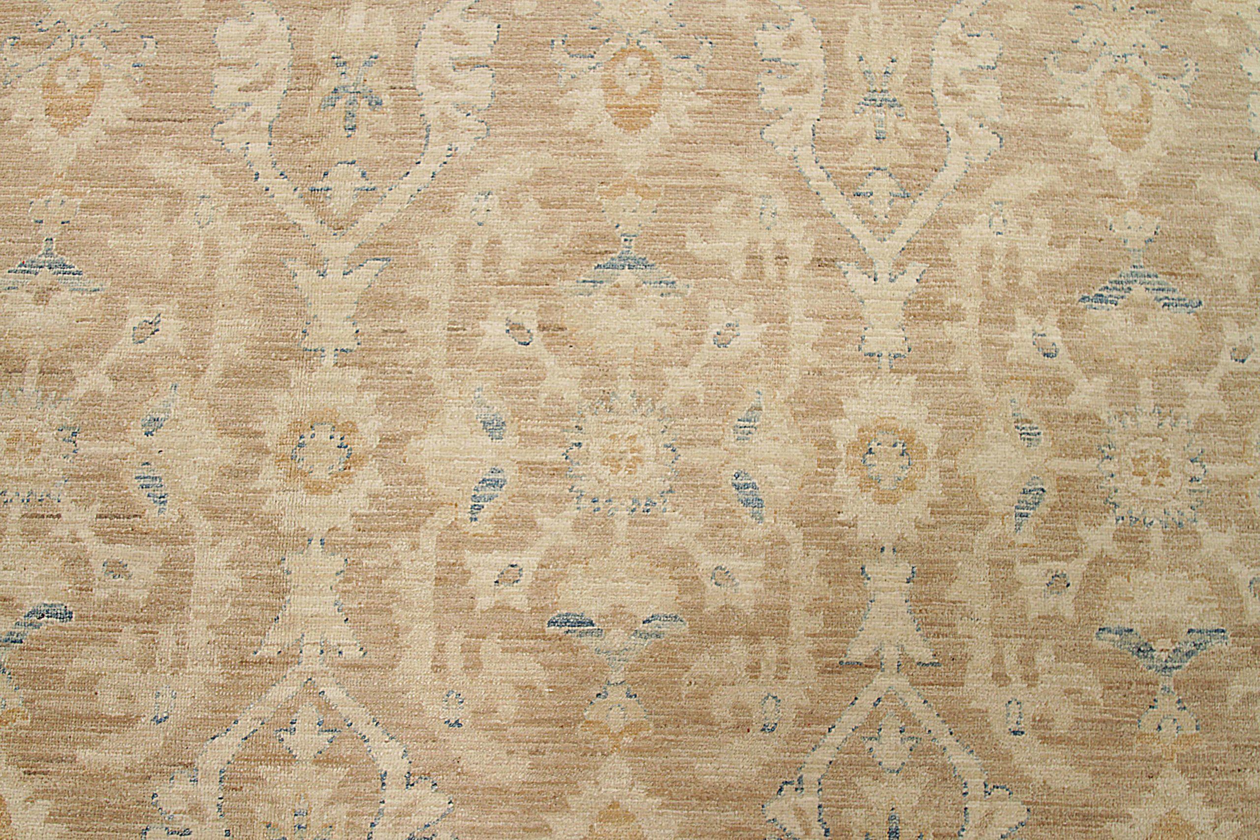 Tribal Afghanistan Tabriz Area Rugs Circa 1990 - Wool Brown Ivory Taupe Design - 92438 For Sale