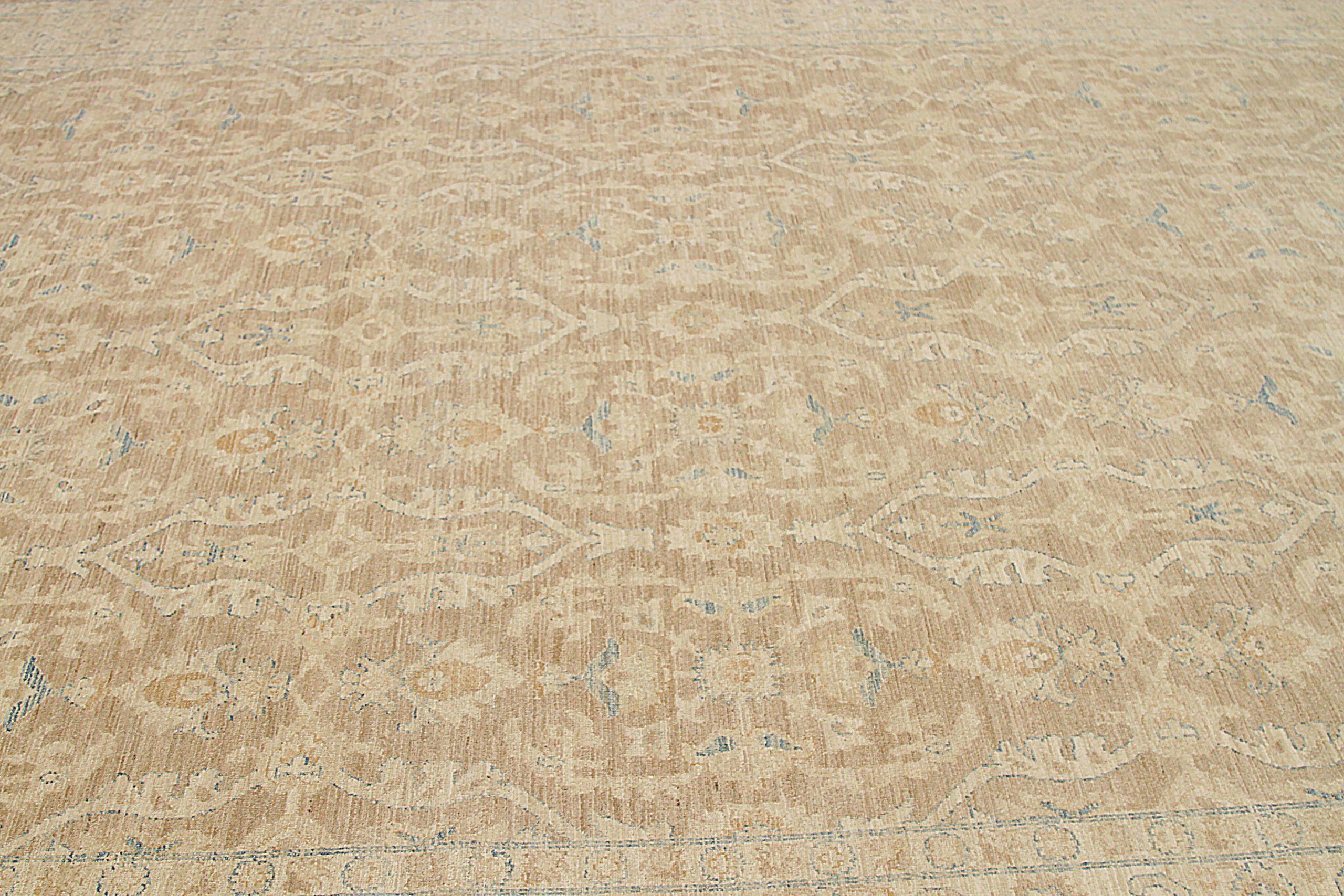 20th Century Afghanistan Tabriz Area Rugs Circa 1990 - Wool Brown Ivory Taupe Design - 92438 For Sale