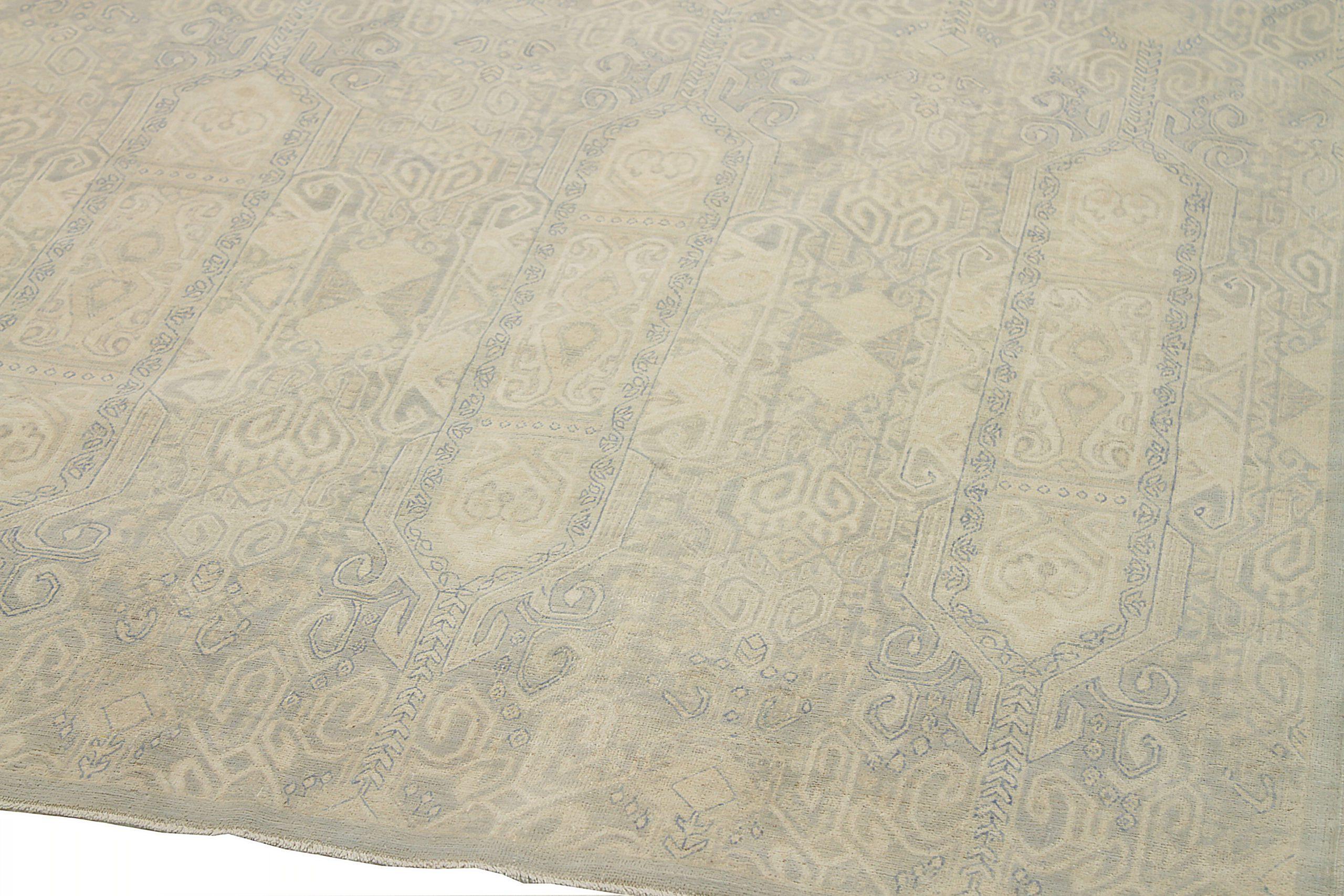 Tappeti Afghanistan Tabriz Circa 1990 - Lana Avorio Taupe Design - 92560 In condizioni ottime in vendita a Dallas, TX