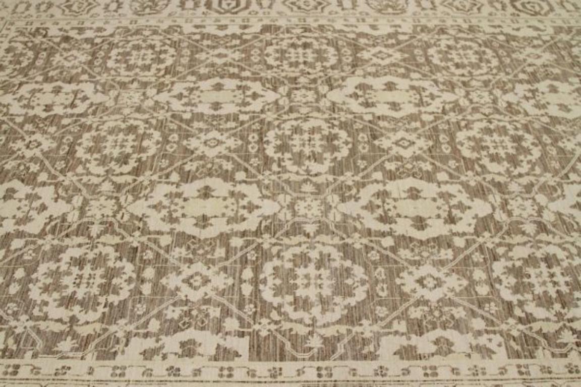 Tribale Tappeti Afghanistan Tabriz - Lana Marrone Avorio - 92045 in vendita