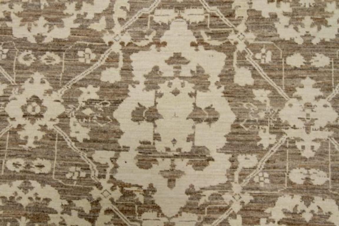 Afghano Tappeti Afghanistan Tabriz - Lana Marrone Avorio - 92045 in vendita