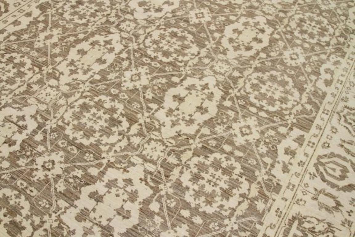 Tappeti Afghanistan Tabriz - Lana Marrone Avorio - 92045 In condizioni ottime in vendita a Dallas, TX