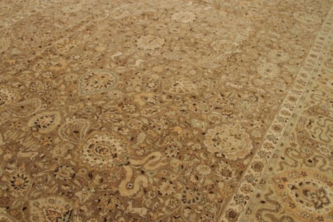 Afghano Tappeti Afghanistan Tabriz - Lana Marrone Avorio - 92067 in vendita