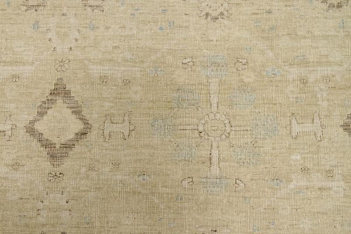 Afghanistan Tabriz Area Rugs - Wool Brown Ivory Yellow Design - 92075 Excellent état - En vente à Dallas, TX