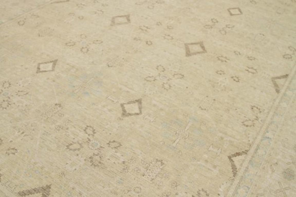 20ième siècle Afghanistan Tabriz Area Rugs - Wool Brown Ivory Yellow Design - 92075 en vente