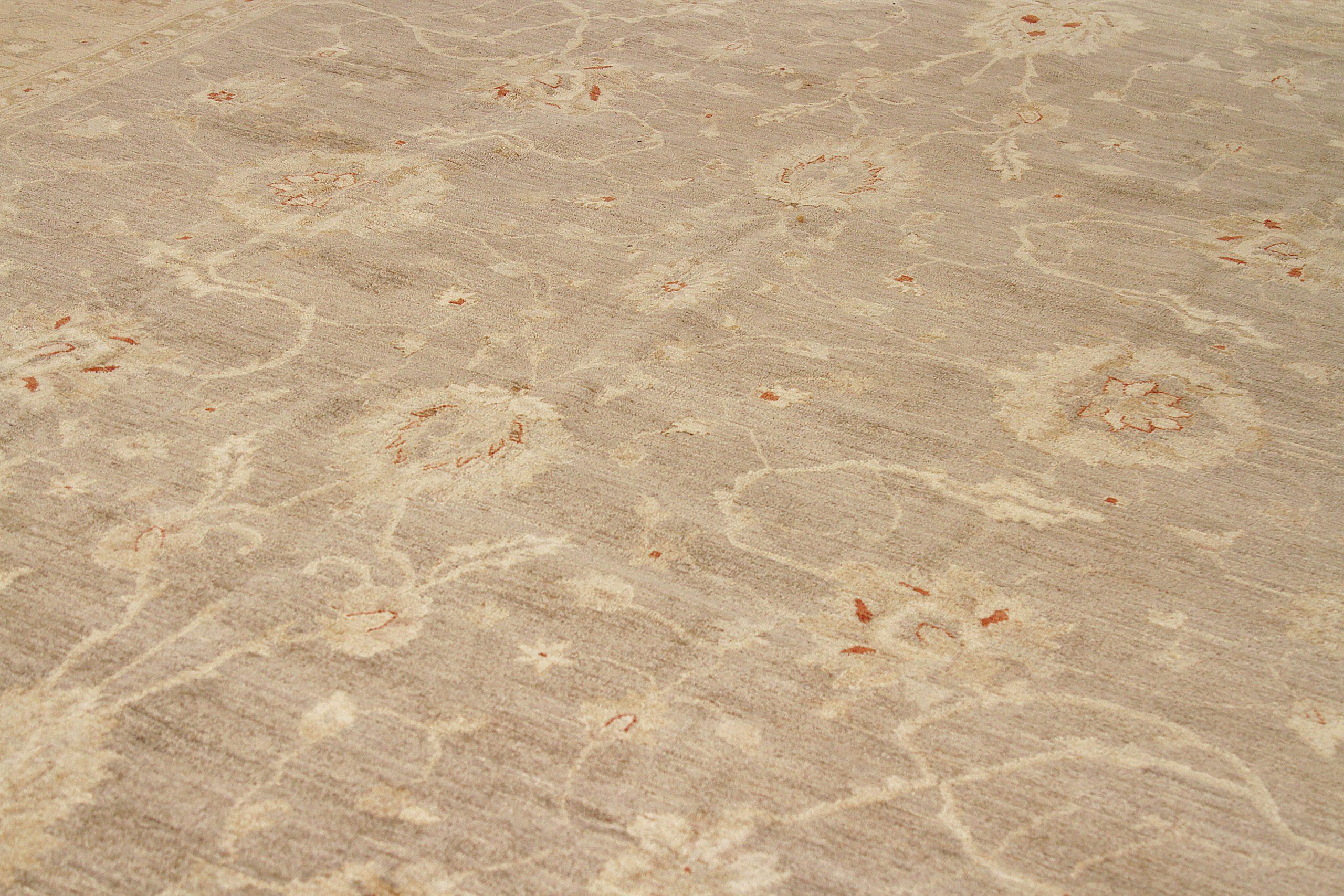 Afghanistan Täbris-Teppiche - Wolle Elfenbein Taupe Design - 88050 (Afghanisch) im Angebot