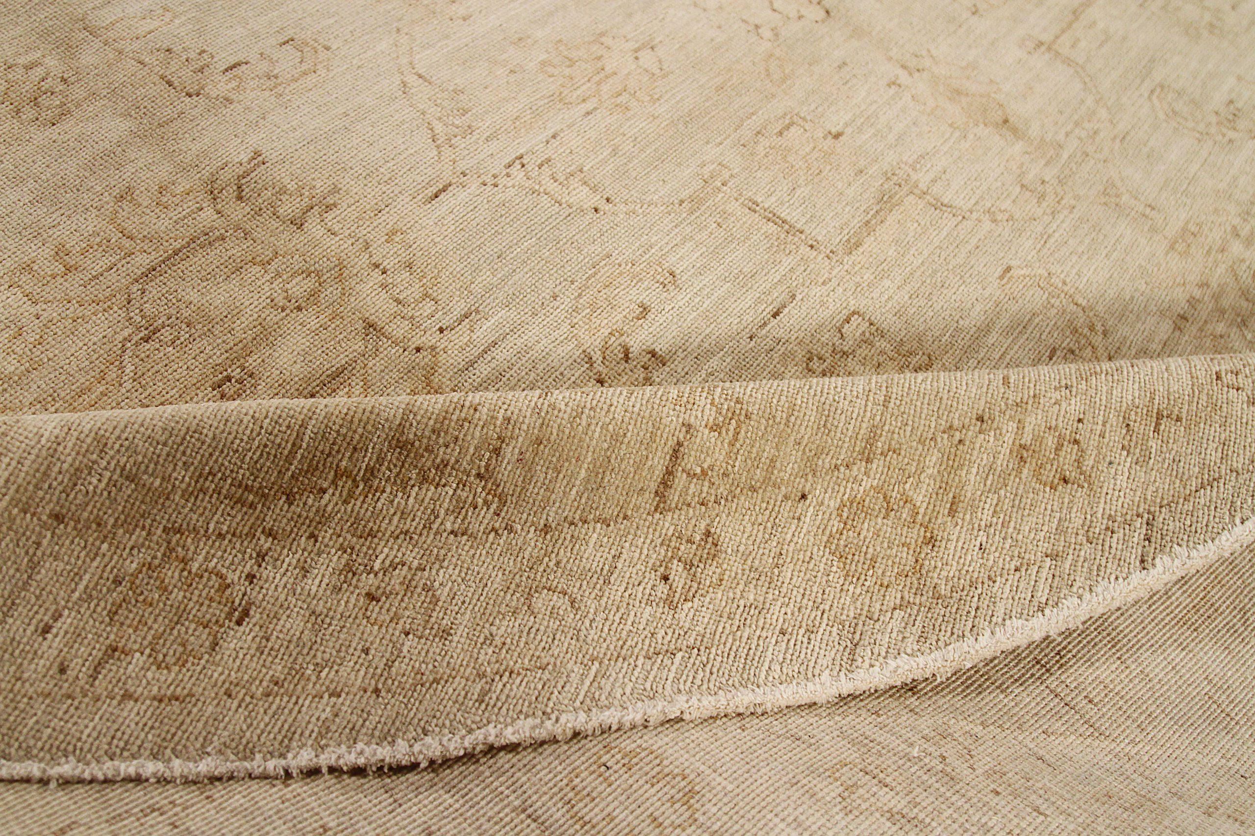 Afghanistan Täbris-Teppiche - Wolle Elfenbein Taupe Design - 88050 im Zustand „Hervorragend“ im Angebot in Dallas, TX