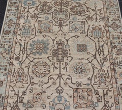Afghanistan Tabriz Gallery Runner with Ivory Field and Floral Motifs
