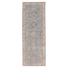 Afghanistan Tabriz Gallery Runner with Pale Blue Field and Ivory Border