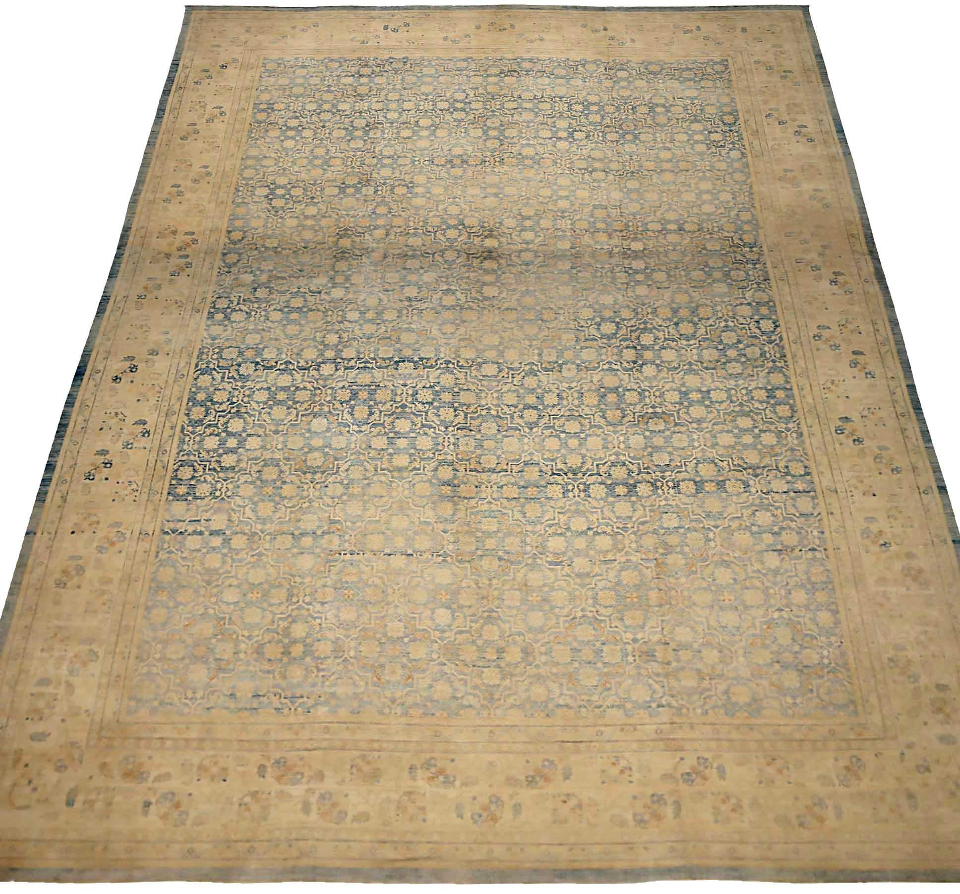Discover the elegance of Afghanistan Tabriz featuring Over Size Rug in Circa 1990. Designed with Wool and BlueYellow, this exclusive design is perfect for enhancing your space.