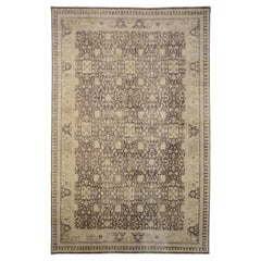 Afghanistan Tabriz Over Size Rug Circa 1990 - Wool Brown Ivory Design - 91791