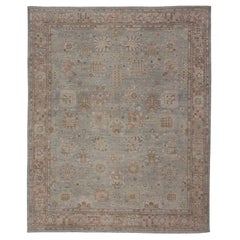 Afghanistan Tabriz Rug with Soft Neutral Field and Floral All-Over Design