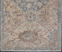 Afghanistan Tabriz Rug with Soft Tan Field and Pale Blue Medallion