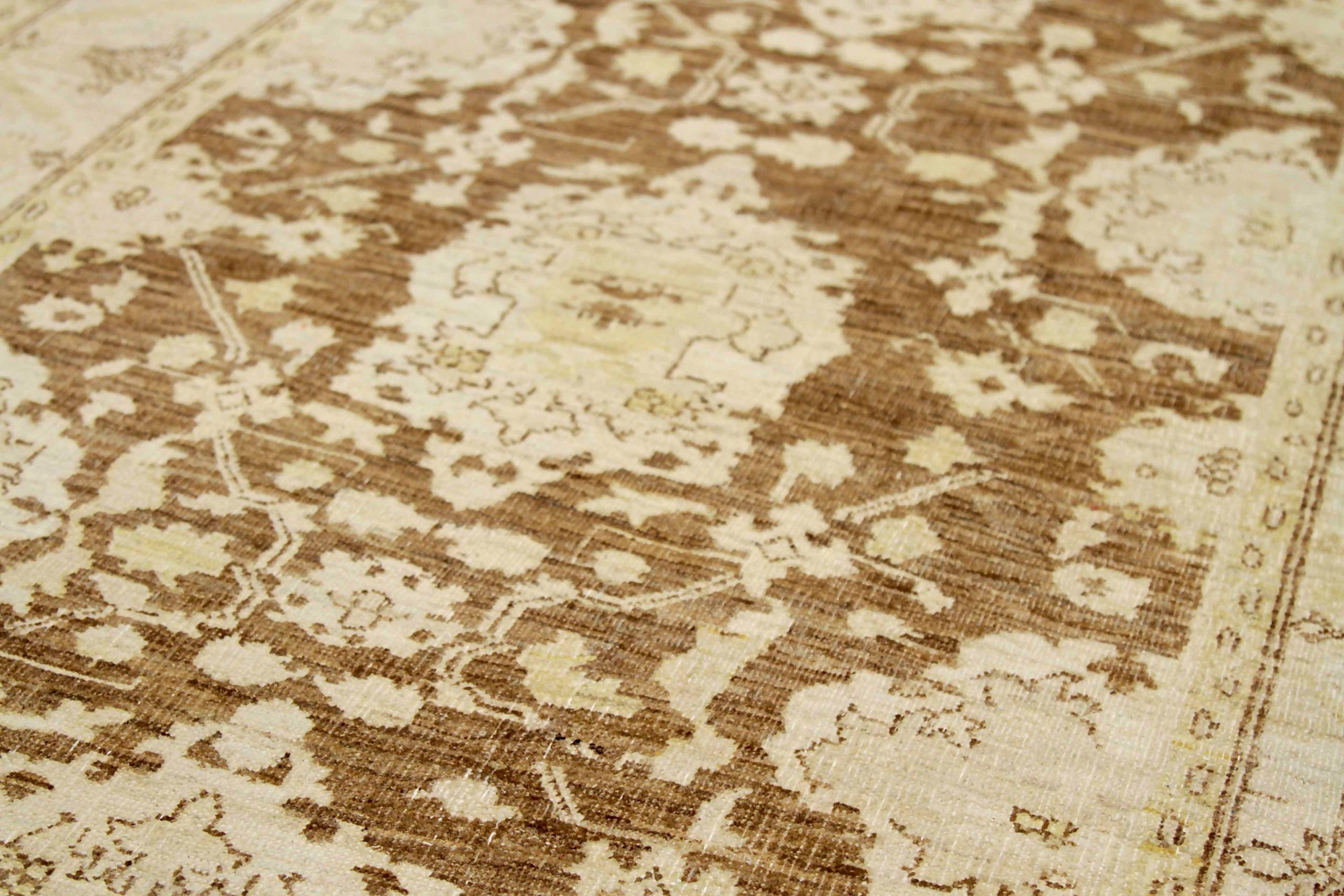 Afghanistan Tabriz Läufer Teppich - Wolle Braun Elfenbein Design - 92054 (Stammeskunst) im Angebot