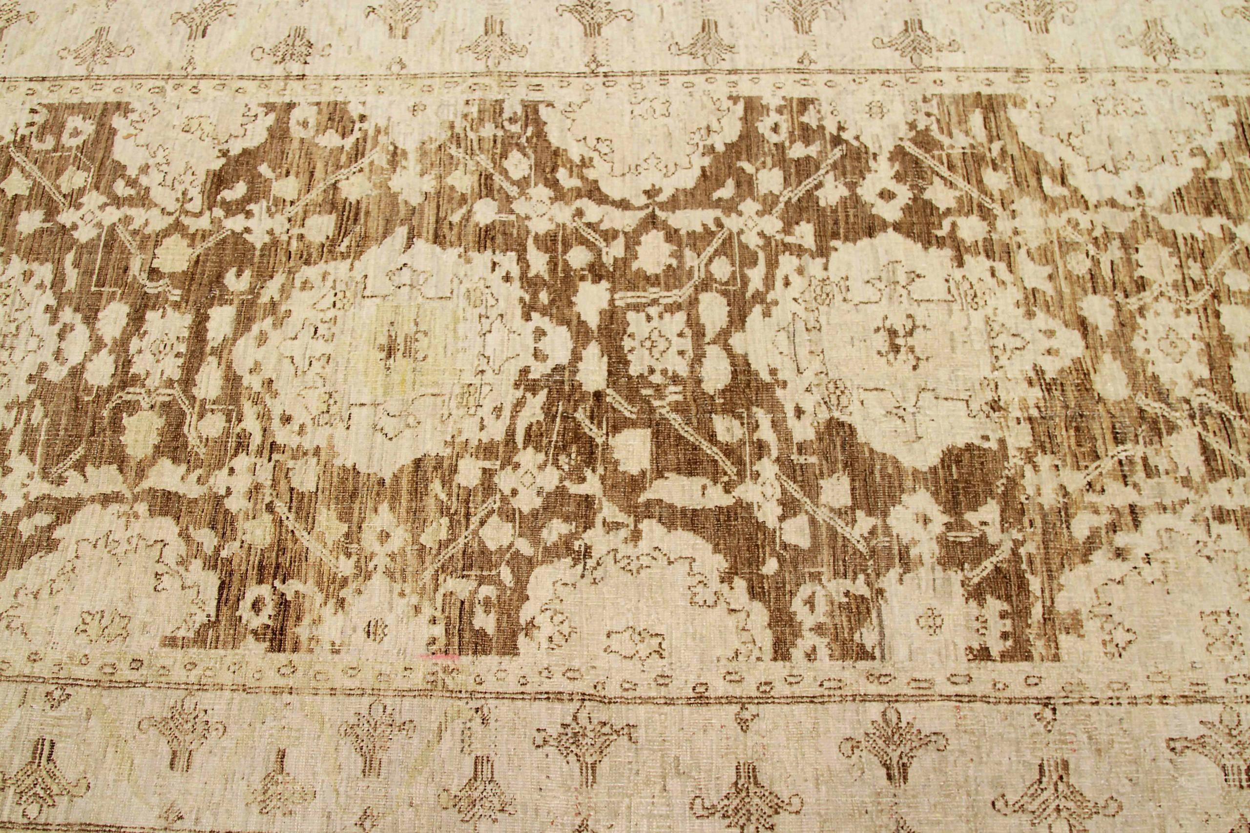 Afghanistan Tabriz Läufer Teppich - Wolle Braun Elfenbein Design - 92054 (Afghanisch) im Angebot