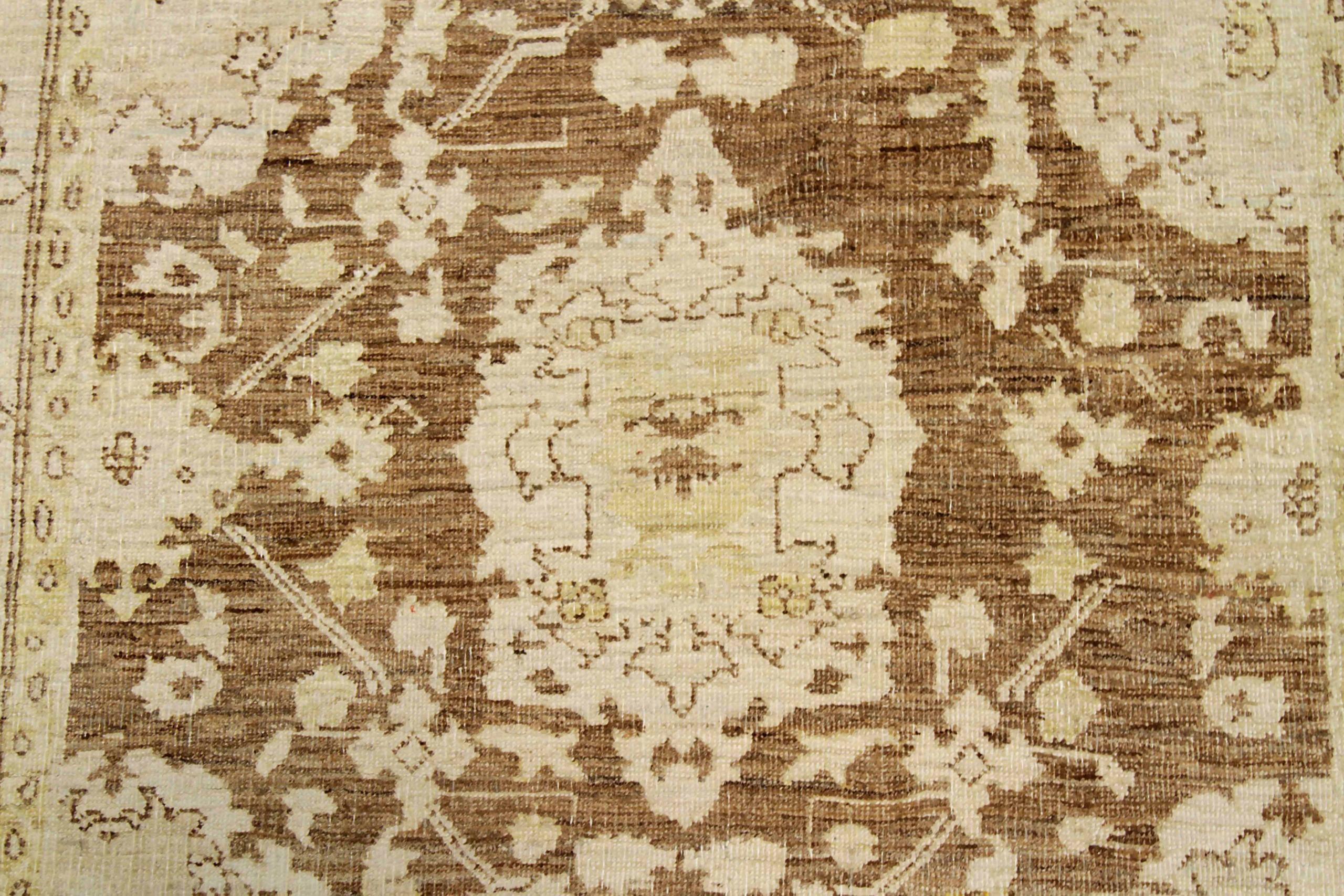 Afghanistan Tabriz Läufer Teppich - Wolle Braun Elfenbein Design - 92054 im Zustand „Hervorragend“ im Angebot in Dallas, TX