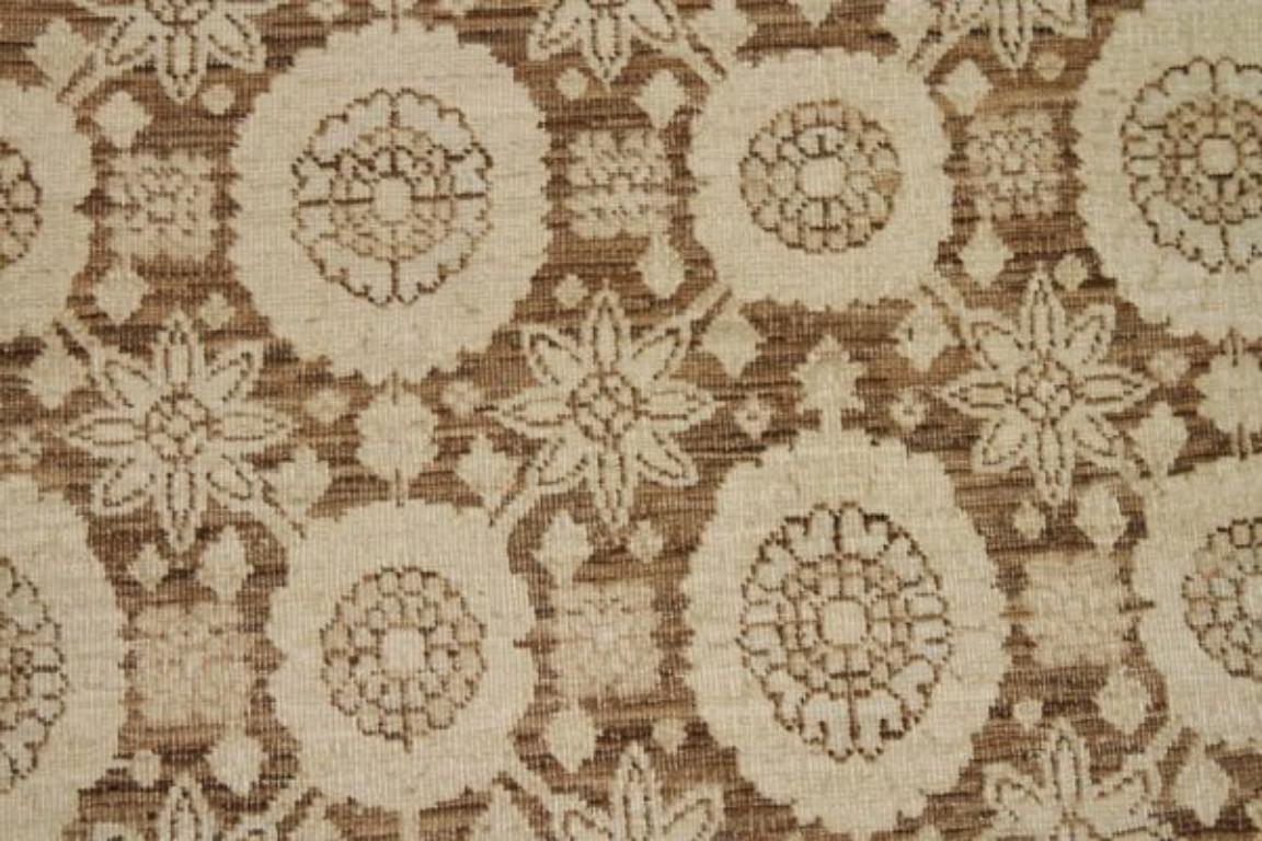 Afghanistan Tabriz Läufer Teppich - Wolle Braun Elfenbein Design - 92062 (Afghanisch) im Angebot