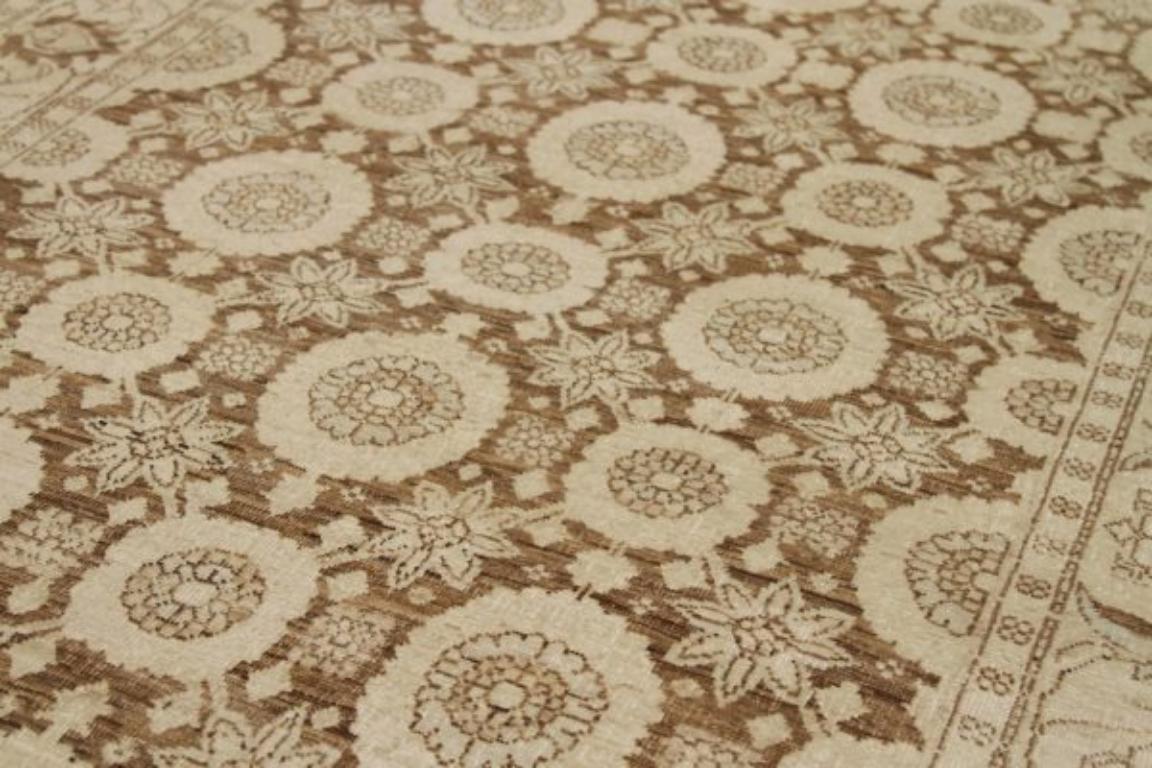 Afghanistan Tabriz Läufer Teppich - Wolle Braun Elfenbein Design - 92062 im Zustand „Hervorragend“ im Angebot in Dallas, TX