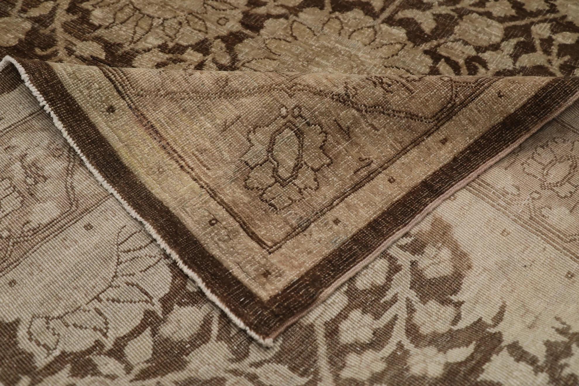 Afghanistan Tabriz Läufer Teppich - Wolle Braun Elfenbein Design - 92064 im Zustand „Hervorragend“ im Angebot in Dallas, TX