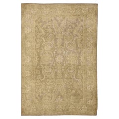 Afghanistan Tabriz Small Rug Circa 1990 - Wool Brown Ivory Design - 91929