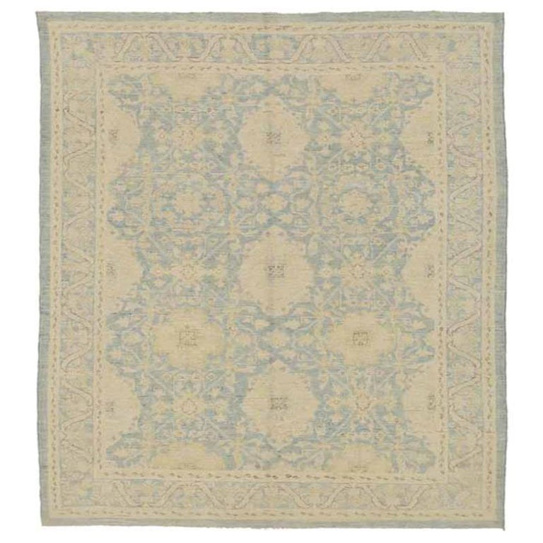 Petit tapis Tabriz en laine bleu ivoire - 92049