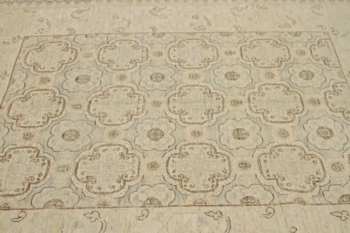 Tribale Tappeto Afghanistan Tabriz Small - Lana Marrone Avorio Design - 92051 in vendita