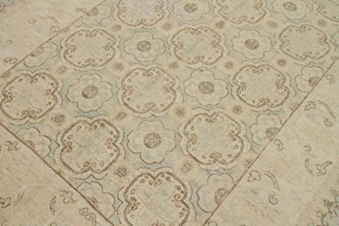 Tappeto Afghanistan Tabriz Small - Lana Marrone Avorio Design - 92051 In condizioni ottime in vendita a Dallas, TX