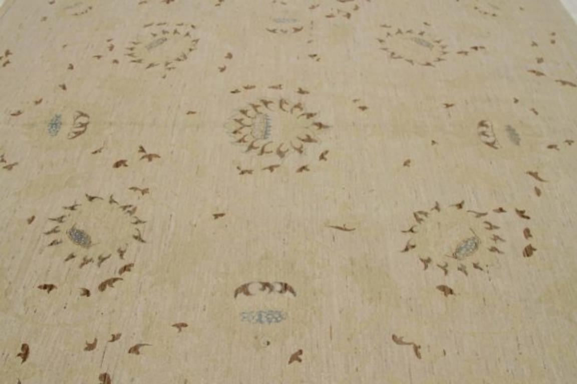 Tribal Afghanistan Tabriz Square Area Rugs - Wool Brown Ivory Yellow - 92046 For Sale