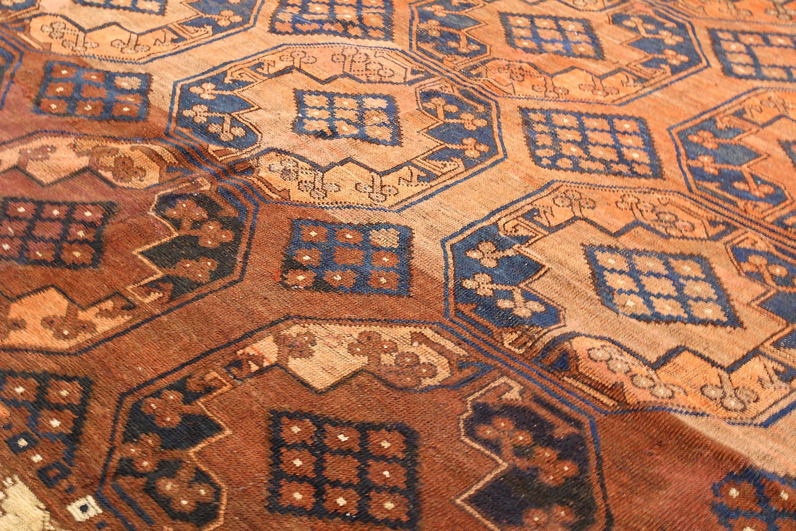 Afghano Tappeti Tekeh Afghanistan Circa 1910 - Lana Avorio Arancione Rosso 72497 in vendita