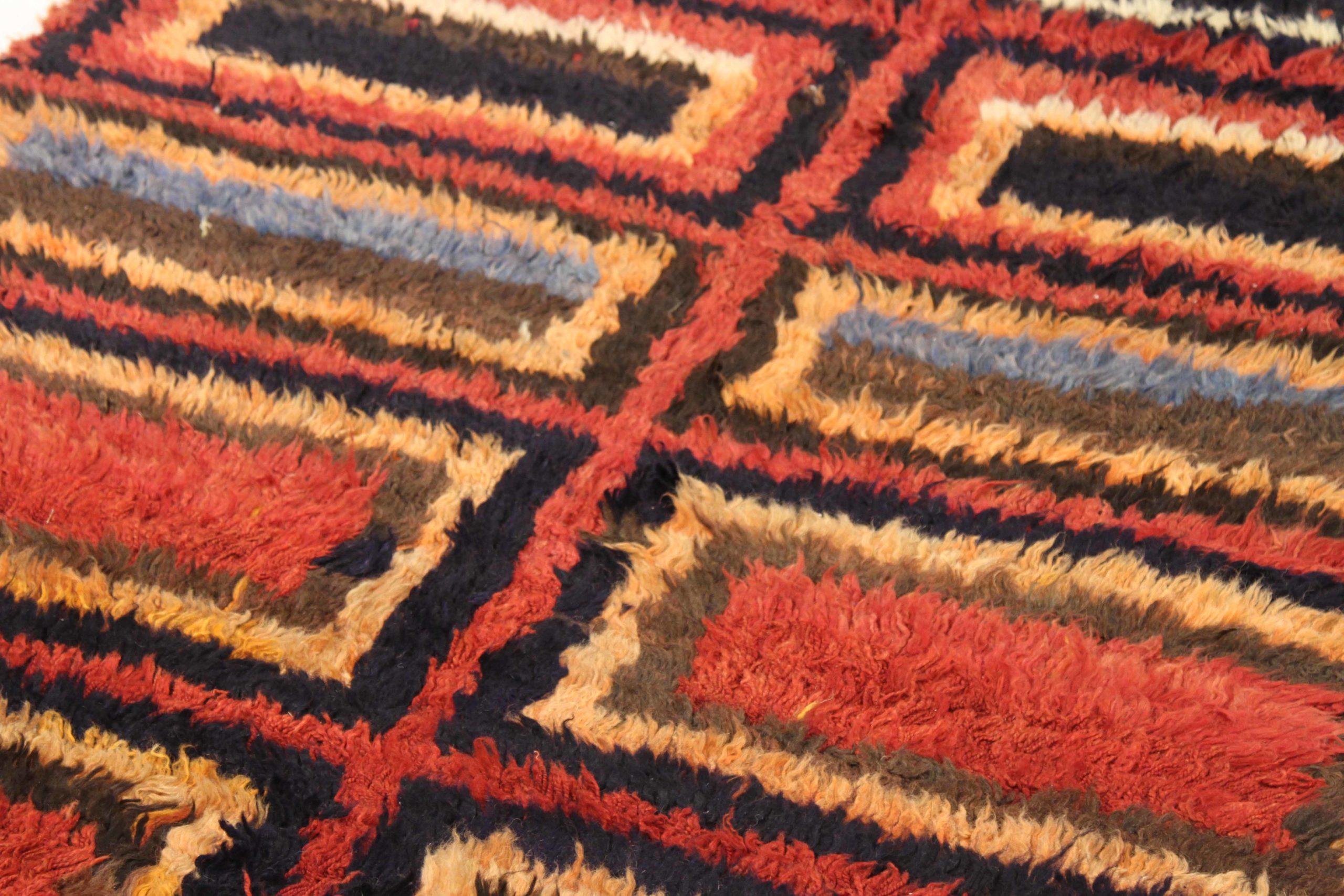 Afghanistan Tulu Runner Rug - Wool Black Red Yellow 73875 In Excellent Condition For Sale In Dallas, TX