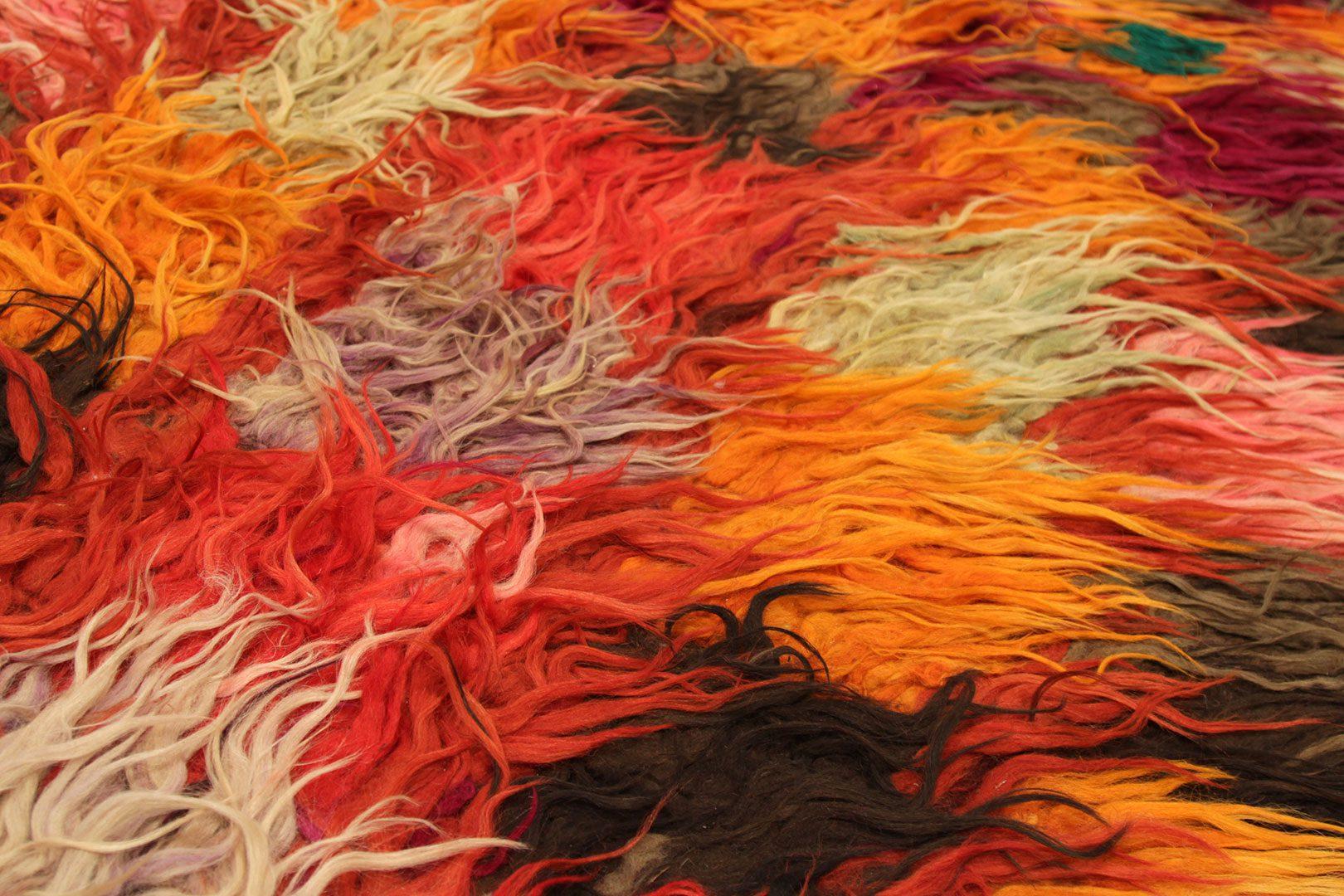 Afghanistan Tulu Läufer Teppich Circa 1990 - Wolle Orange Rosa Rot Gelb - 92622 (Afghanisch) im Angebot
