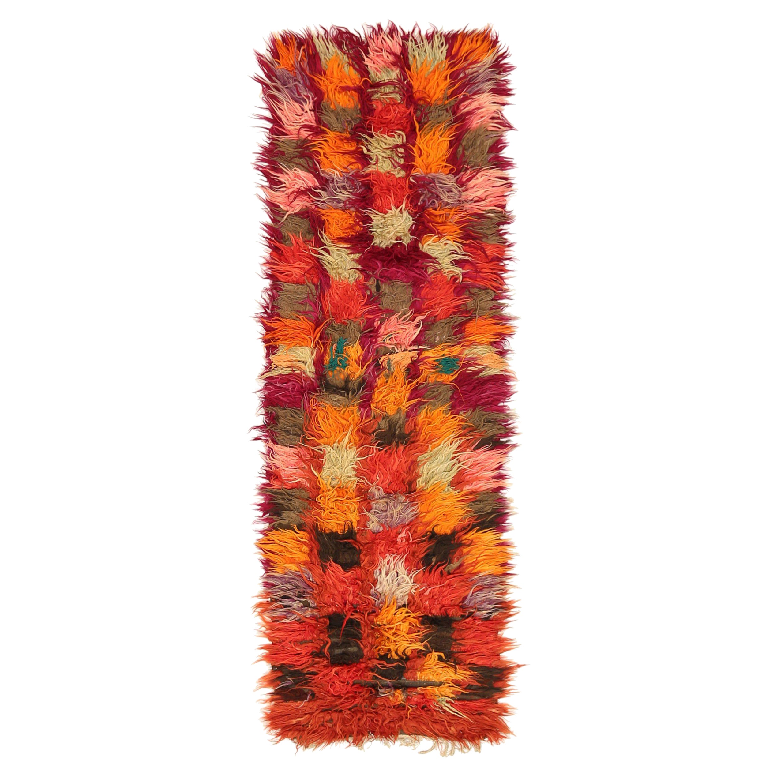 Afghanistan Tulu Läufer Teppich Circa 1990 - Wolle Orange Rosa Rot Gelb - 92622