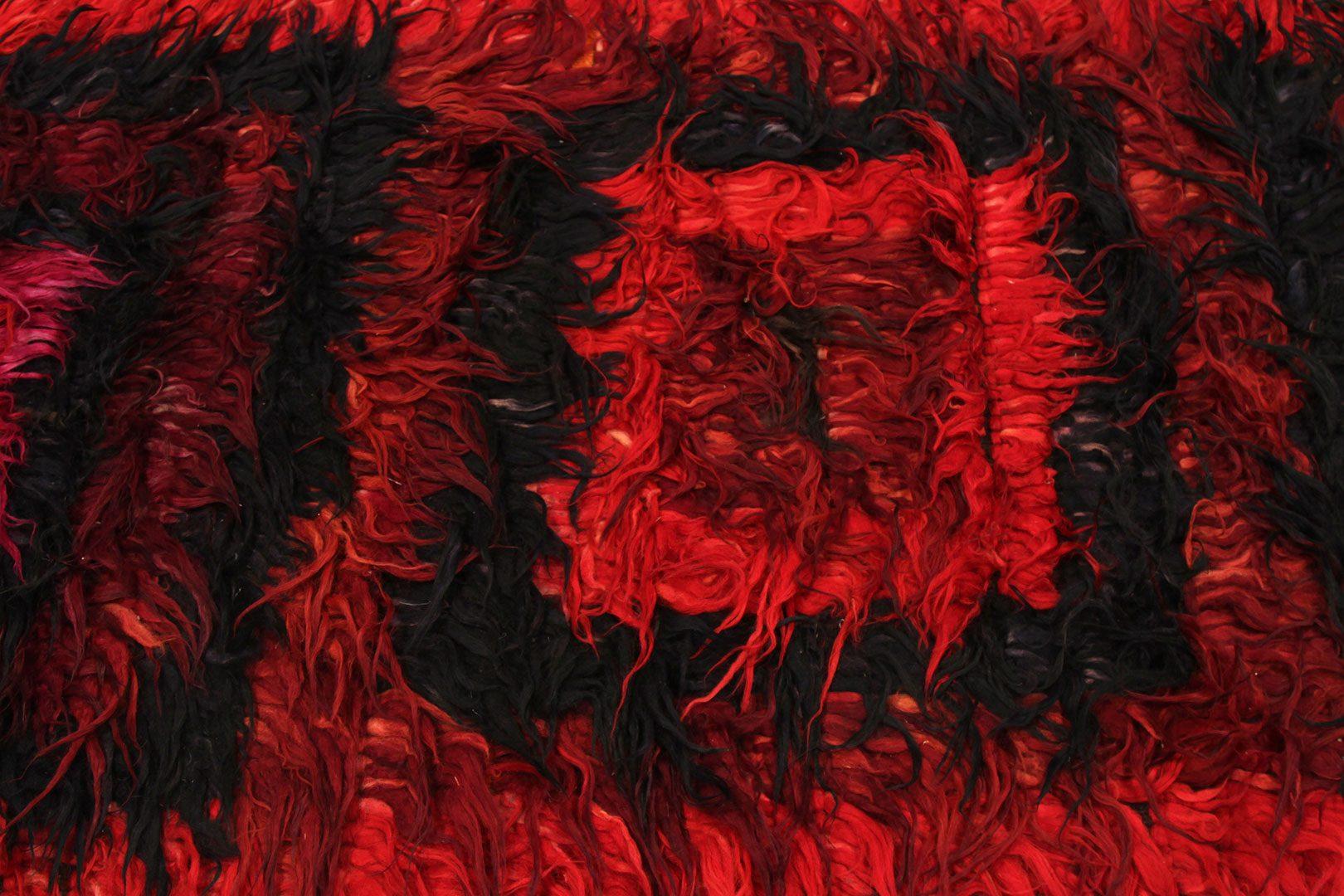 Afghanistan Tulu Läufer - Wolle Schwarz Rosa Rot Design - 92623 (Stammeskunst) im Angebot