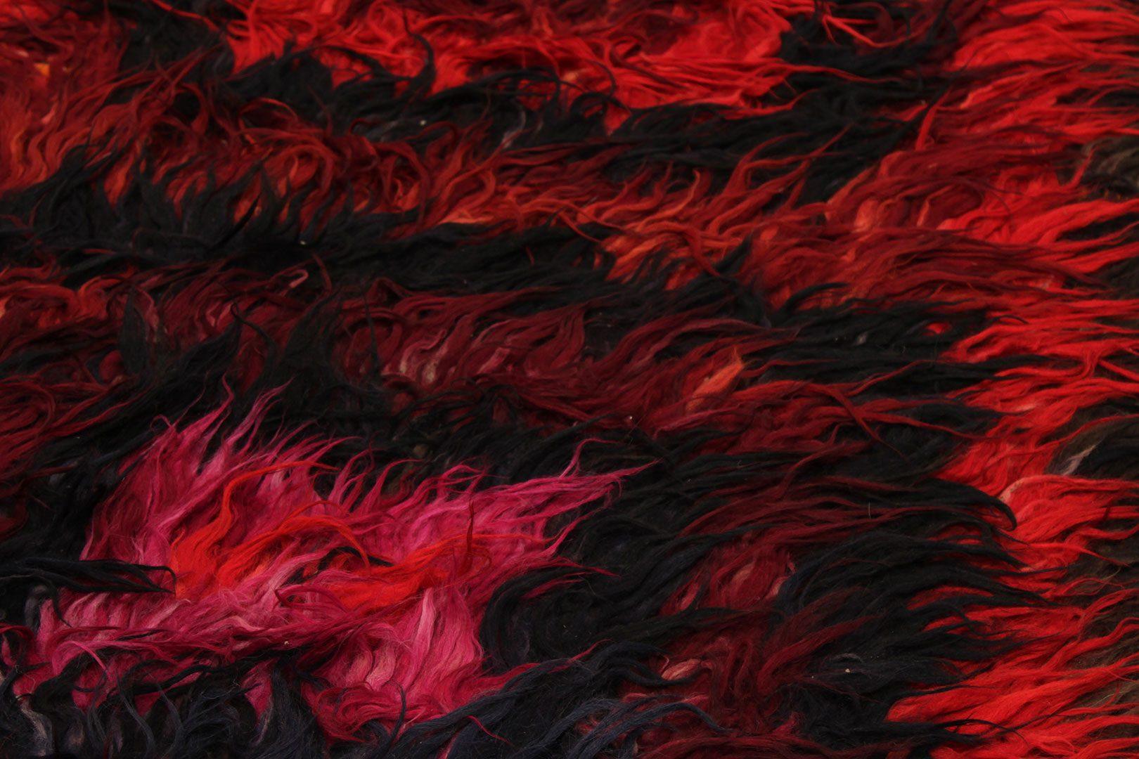 Afghanistan Tulu Läufer - Wolle Schwarz Rosa Rot Design - 92623 (Afghanisch) im Angebot