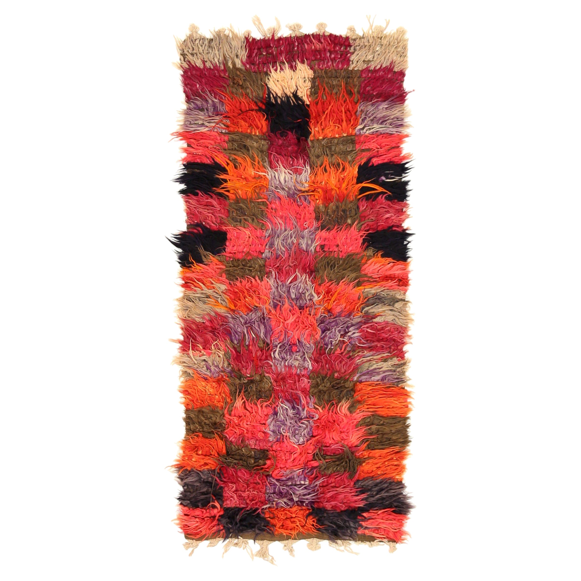 Afghanistan Tulu Kleiner Teppich Circa 1990 - Wolle Grün Orange Rosa Purpel Rot- 92618