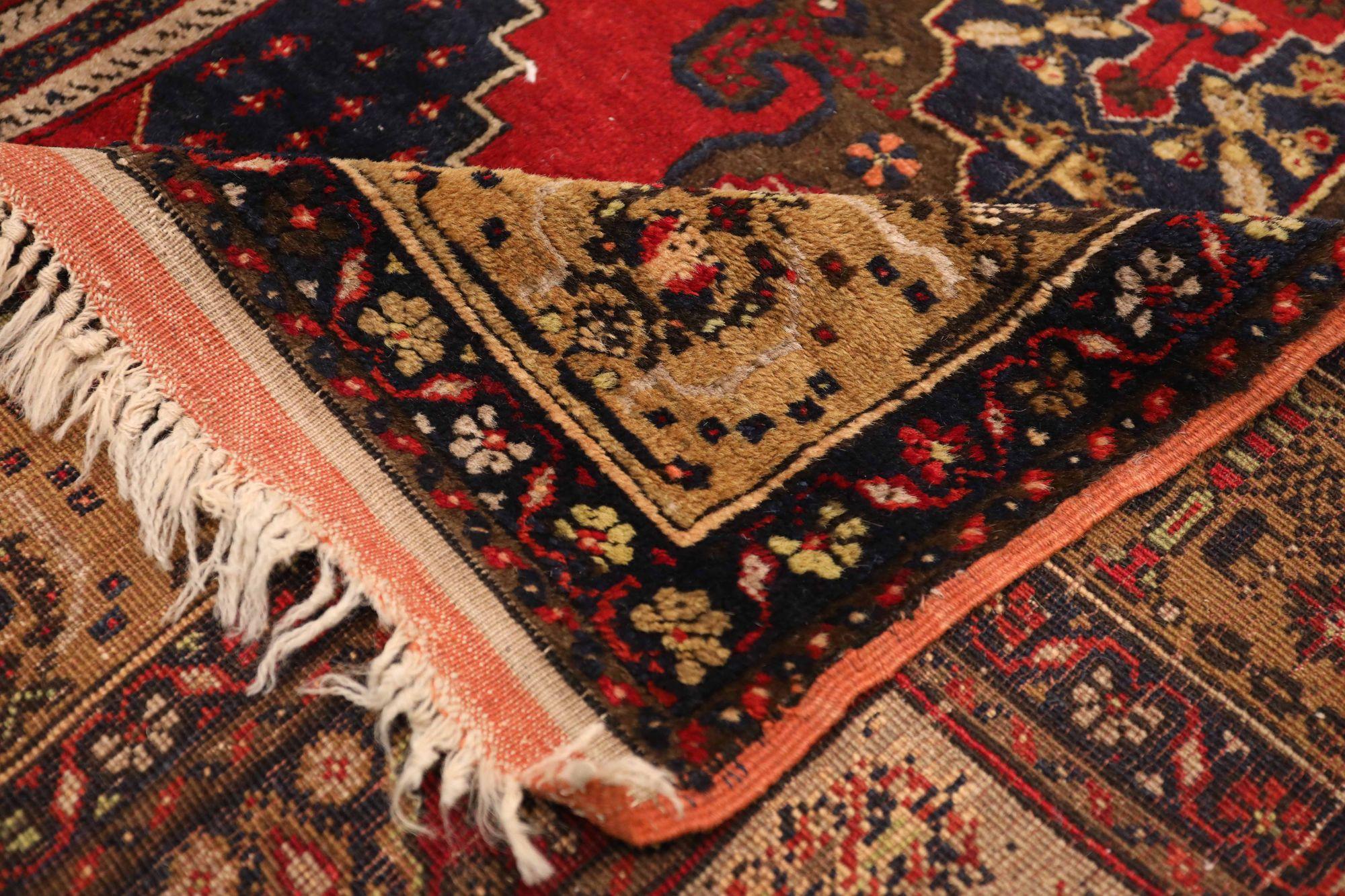 Tapis de course turc Afghanistan - Laine Brown Bleu marine Rouge - 93400 Excellent état - En vente à Dallas, TX